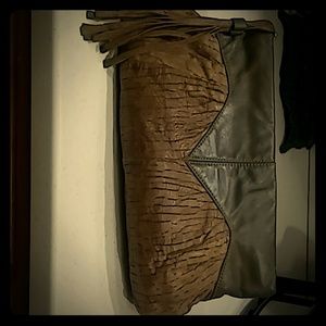 Vintage genuine ostrich skin clutch bag